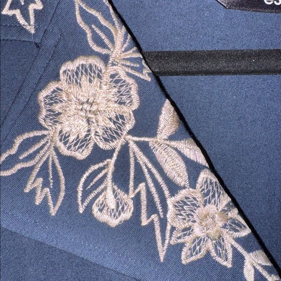 eShakti dark blue Midi Dress with Cream Floral Detail - Picture 3 of 8